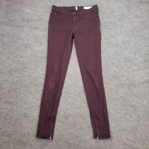Rag & Bone Jeans Womens 27 Red Purple Skinny Low Rise Dark Wash Zipper Pants‎